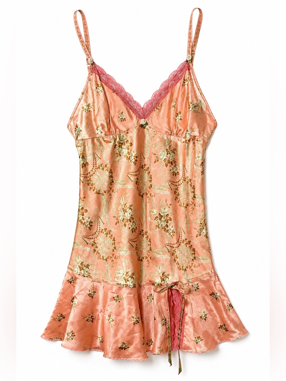 Vintage Y2K Victoria’s Secret Angels Satin Floral Lace Slip Chemise S